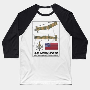 Piasecki H-21 Workhorse American Cargo Helicopter Diagrams Gift Baseball T-Shirt